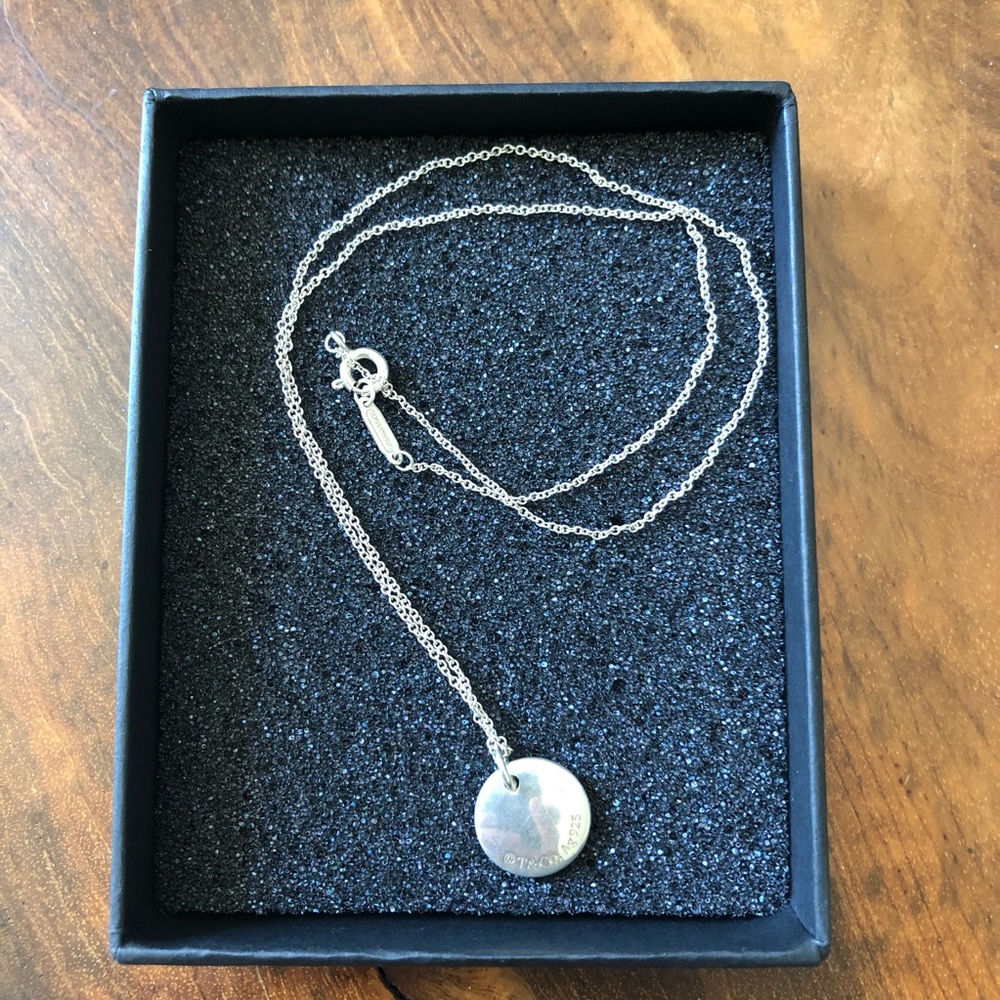 Tiffany & Co. M Disc Charm Necklace
